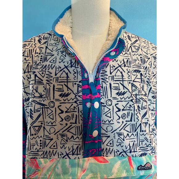 EUC! CHUBBIES Pullover Reversible Jacket Sherpa & 90s Graphics Pockets XXL - Picture 7 of 14